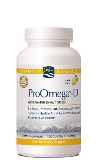 Support healthy immune function, strong bones and teeth, in addidtion to providing your brian with essential Omega-3 fatty acids with ProOmega-D from Nordic Naturals..